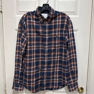 Weatherproof Vintage Button Up Flannel Shirt Men Sz M Brown Navy Plaid